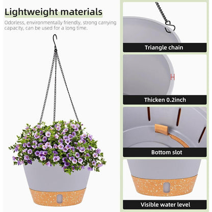 Hängende Pflanzgefäße 2er-Set, 25.4 cm, Hellgrau