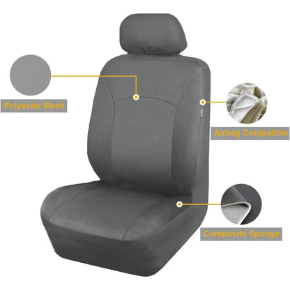 Autositzbezüge Komplettset Universal Grau Polyester Niedriger Rücken