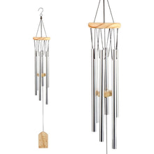 Windspiele für Draußen Aluminium 6 Röhren Gartendeko Silber