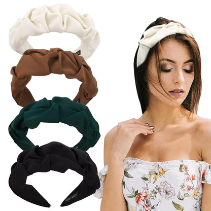 Breite Vintage Haarreifen Plissierte Damen Stirnband