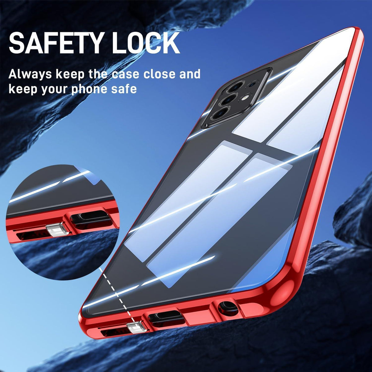 Samsung Galaxy A53 5G Hülle Magnet Adsorption Aluminium Glas Stoßfest Cover Rot