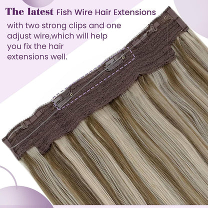 Echthaar Draht Extensions Blond Goldbraun 40cm