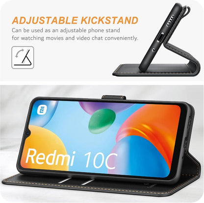 Xiaomi Redmi 10C Handyhülle - Premium Leder Klapphülle mit Kartenschlitzen & Standfunktion