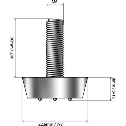 Verstellbare Möbelfüße Stellfüße M6x20mm 20 Stück Schwarz
