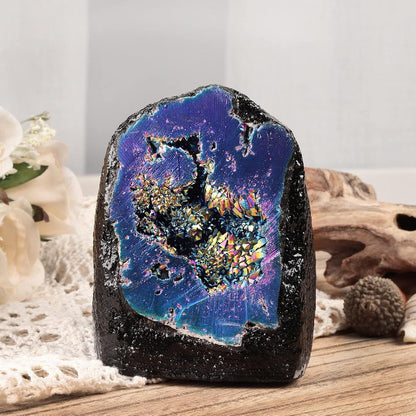 Titan-beschichteter Kristall Cluster Geode, mehrfarbig, 200-370g