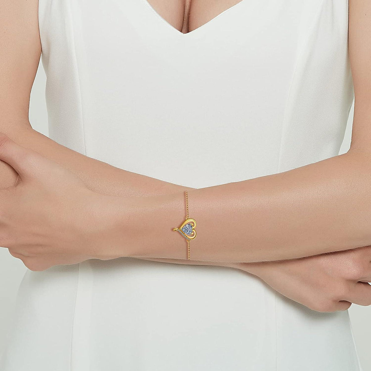 Herz Armband Damen Sterling Silber 925 Rosegold Zirkonia Verstellbar