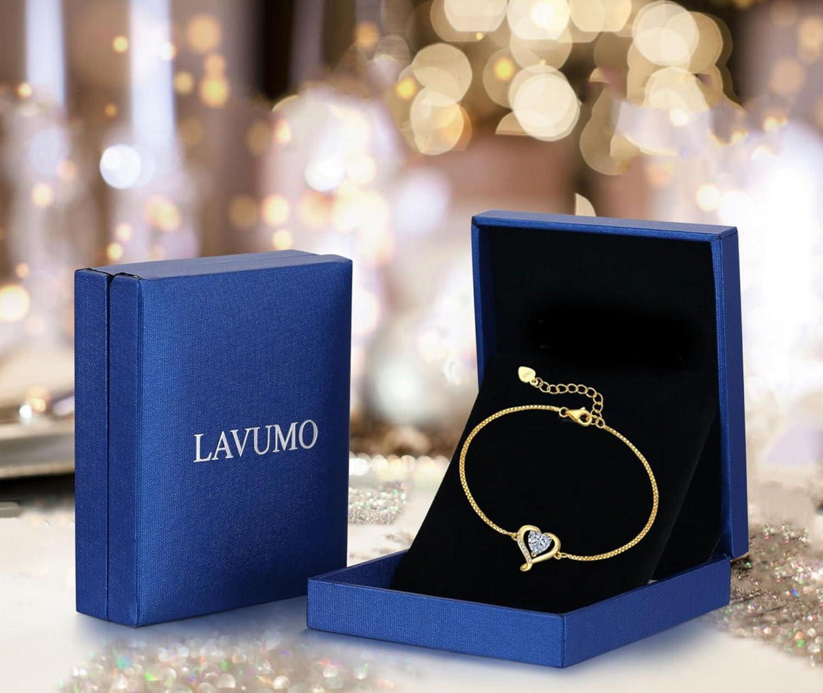 LAVUMO Herz Armband Damen 925 Silber Rosegold Verstellbar Valentinstag