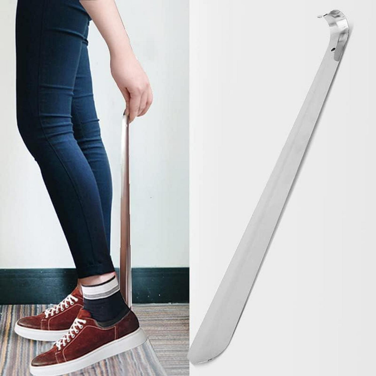Edelstahl Schuhlöffel 42cm Lang für schnelles Anziehen