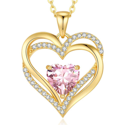 Damen Halskette Herz mit Geburtsstein 925 Sterling Silber