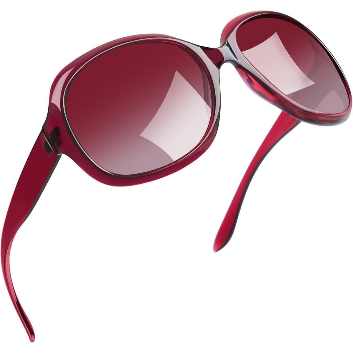 Übergroße Damen Sonnenbrille polarisiert UV400 transparent Rosenrot