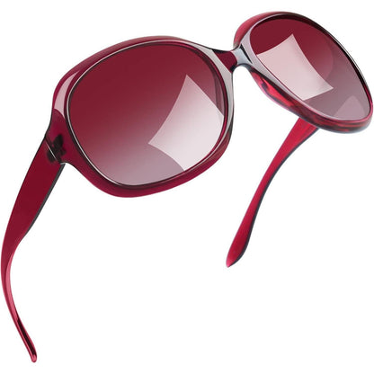 Übergroße Damen Sonnenbrille polarisiert UV400 transparent Rosenrot