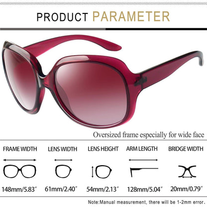 Übergroße Damen Sonnenbrille polarisiert UV400 transparent Rosenrot