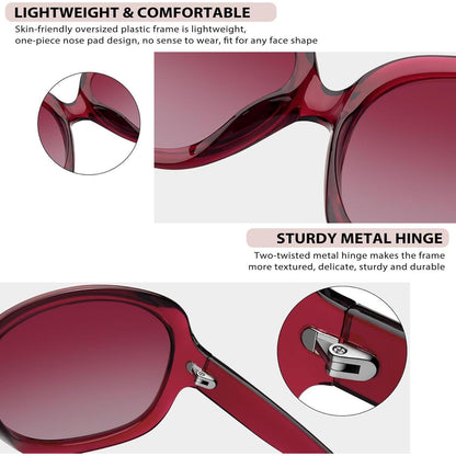 Übergroße Damen Sonnenbrille polarisiert UV400 transparent Rosenrot