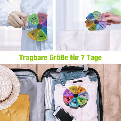 Tablettenbox 7 Tage Medikamentenbox mit Großen Fächern für Unterwegs