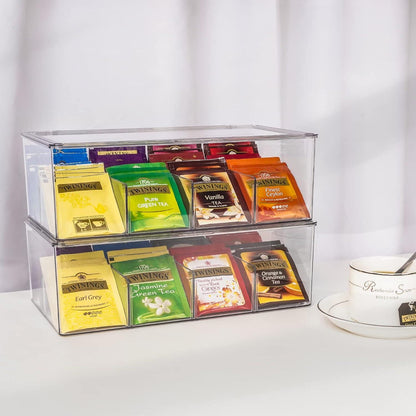 Teebox 16 Fächer Stapelbar Teebeutel Organizer Luftdicht