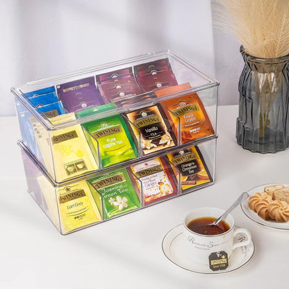 Teebox 16 Fächer Stackable Teebeutelhalter mit Deckel aus