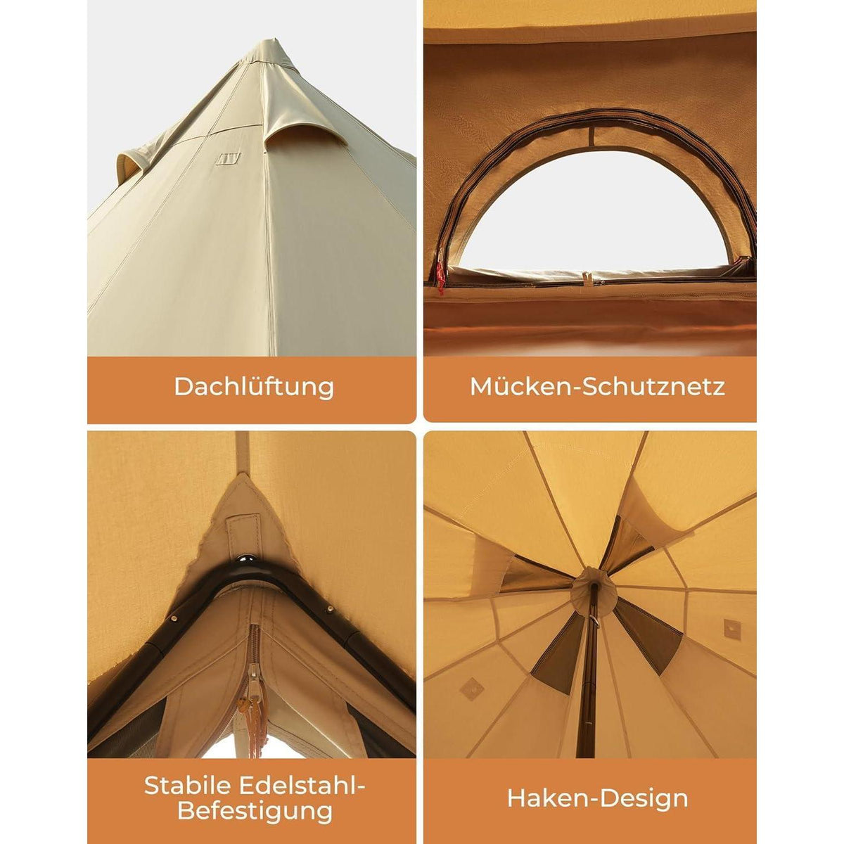 Glampingzelt für 4-8 Personen, Baumwolle, wasserdicht, Ganzjahreszelt