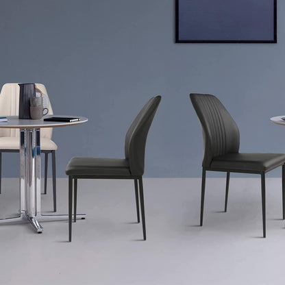 Moderne Esszimmerstühle Set 2 Schwarz & Metall in Lederoptik