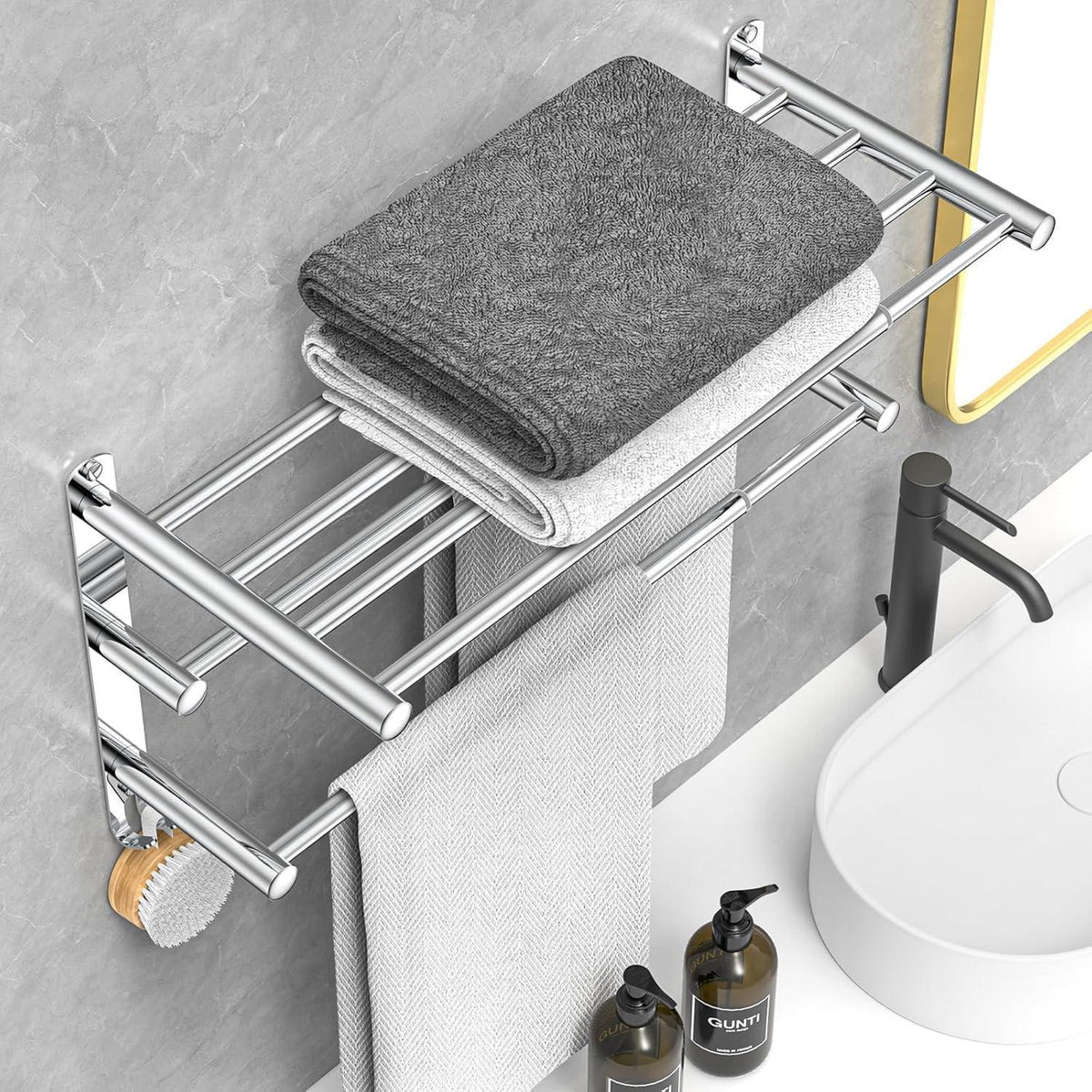 Ausziehbarer Handtuchhalter Edelstahl 43-78cm ohne Bohren