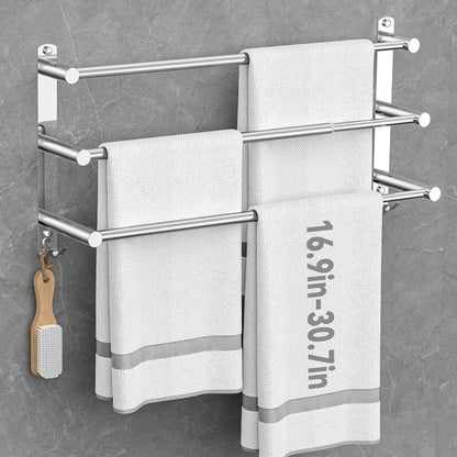 Ausziehbarer Handtuchhalter Edelstahl 43-78cm Silber 3-Schicht