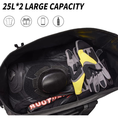 Wasserdichte Motorrad Satteltaschen 50L – Gelb (2er-Pack)