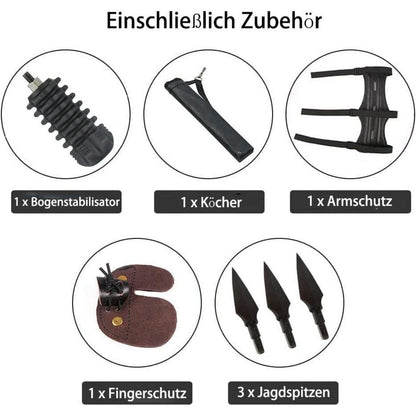 Recurvebogen Set 40lbs für Rechtshänder mit Zubehör