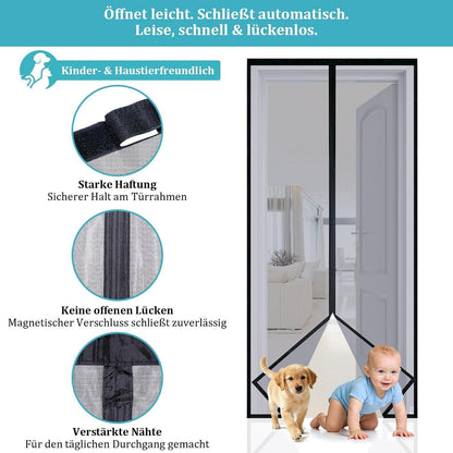 Fliegengitter Tür Magnetisch 100x230 cm – Katzen Sicher & Robust
