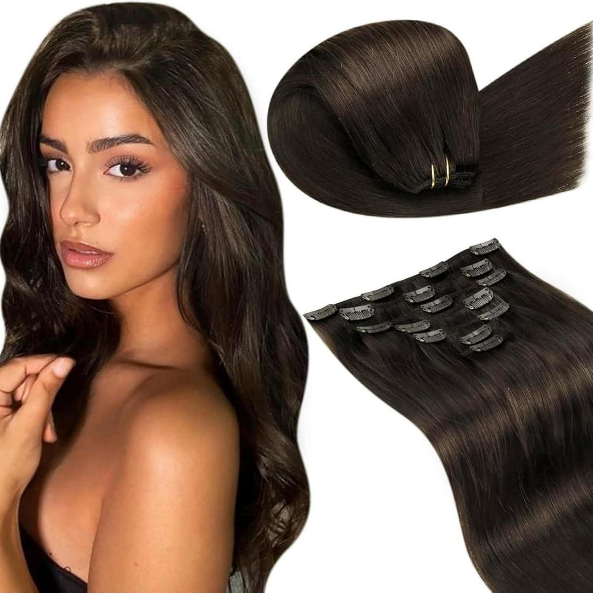 Clip-in Echthaar Extensions Braun 40cm – Remy Haarverlängerung