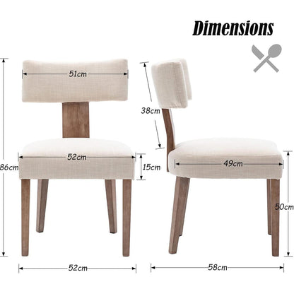Esszimmerstühle 2er Set Leinen Beige – Komfortable Polsterstühle