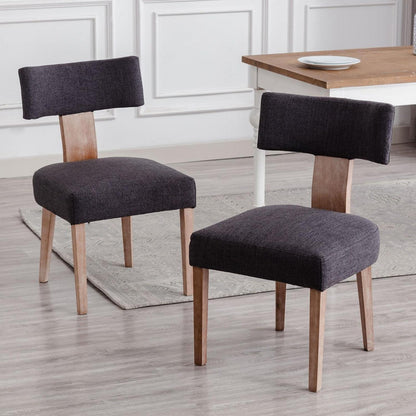 Esszimmerstühle 2er Set Grau – Bequeme Leinenstühle mit Holzbeinen