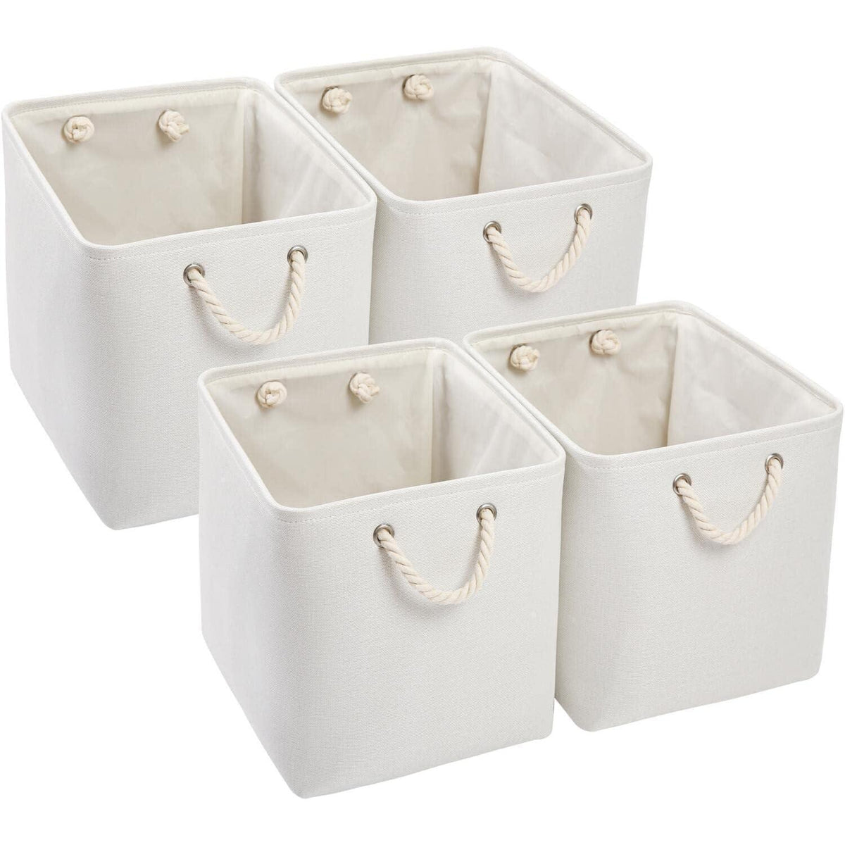 Aufbewahrungsbox Stoff Weiß 4er Set 33x38x33 cm