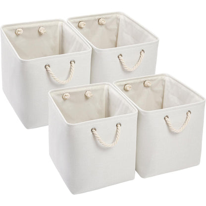 Aufbewahrungsbox Stoff Weiß 4er Set 33x38x33 cm