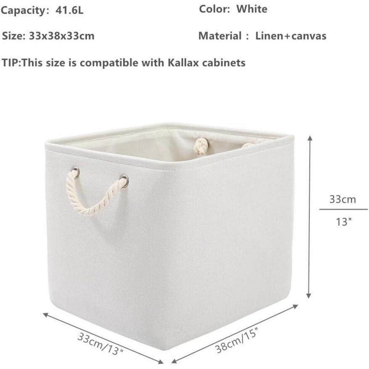 Aufbewahrungsbox Stoff Weiß 4er Set 33x38x33 cm