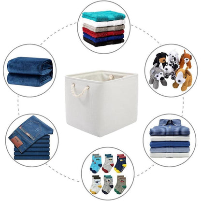 Aufbewahrungsbox Stoff Weiß 4er Set 33x38x33 cm