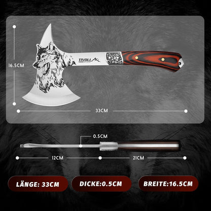Spaltaxt Survival Outdoor Camping Beil Holz Full Tang Trekking Rot