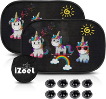 Auto Sonnenschutz Baby mit UV Schutz 2er Pack Saugnäpfe Tiere