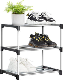 Stapelbares Metall-Schuhregal mit 3 Ebenen Schwarz