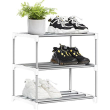 Schuhregal 3 Ebenen Weiß Metall Organizer Stapelbar 6 Paar