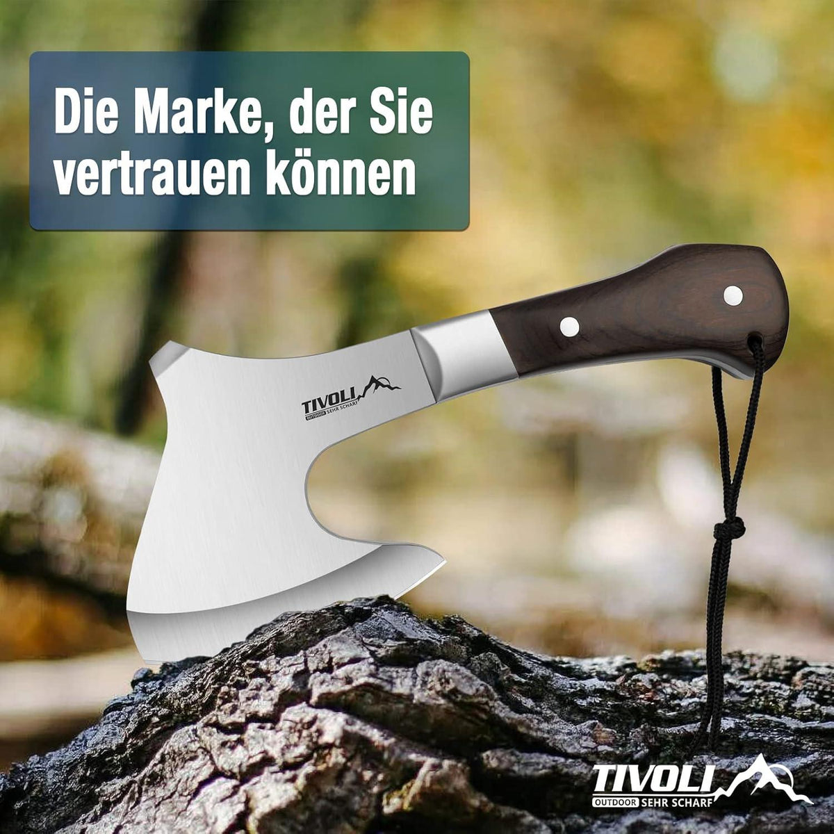 24cm TIVOLI Campingaxt Survival Axt Holz Spaltaxt Outdoor Handbeil