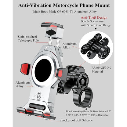 Motorrad Handyhalterung Verstellbar mit Vibrationsdämpfer