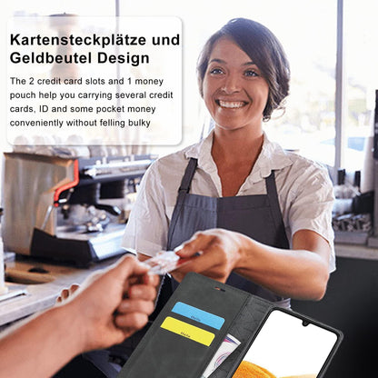 Ailicici Samsung Galaxy A33 5G Hülle Leder Flip Wallet Stoßfest Schwarz