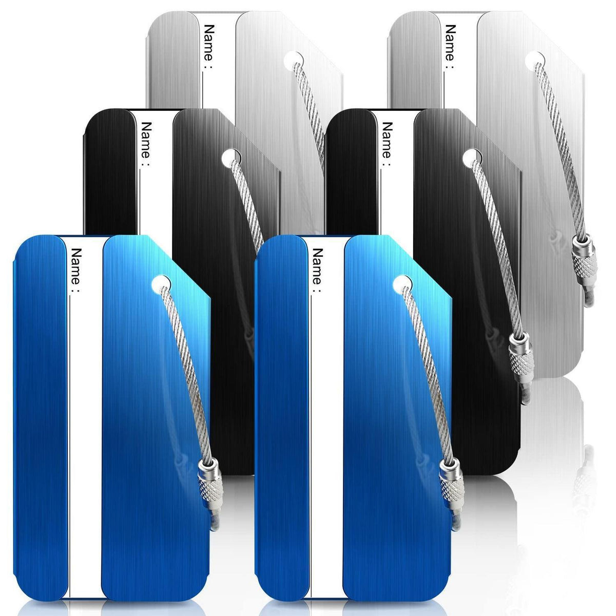 6x Kofferanhänger Gepäckanhänger Aluminium Reise-Set