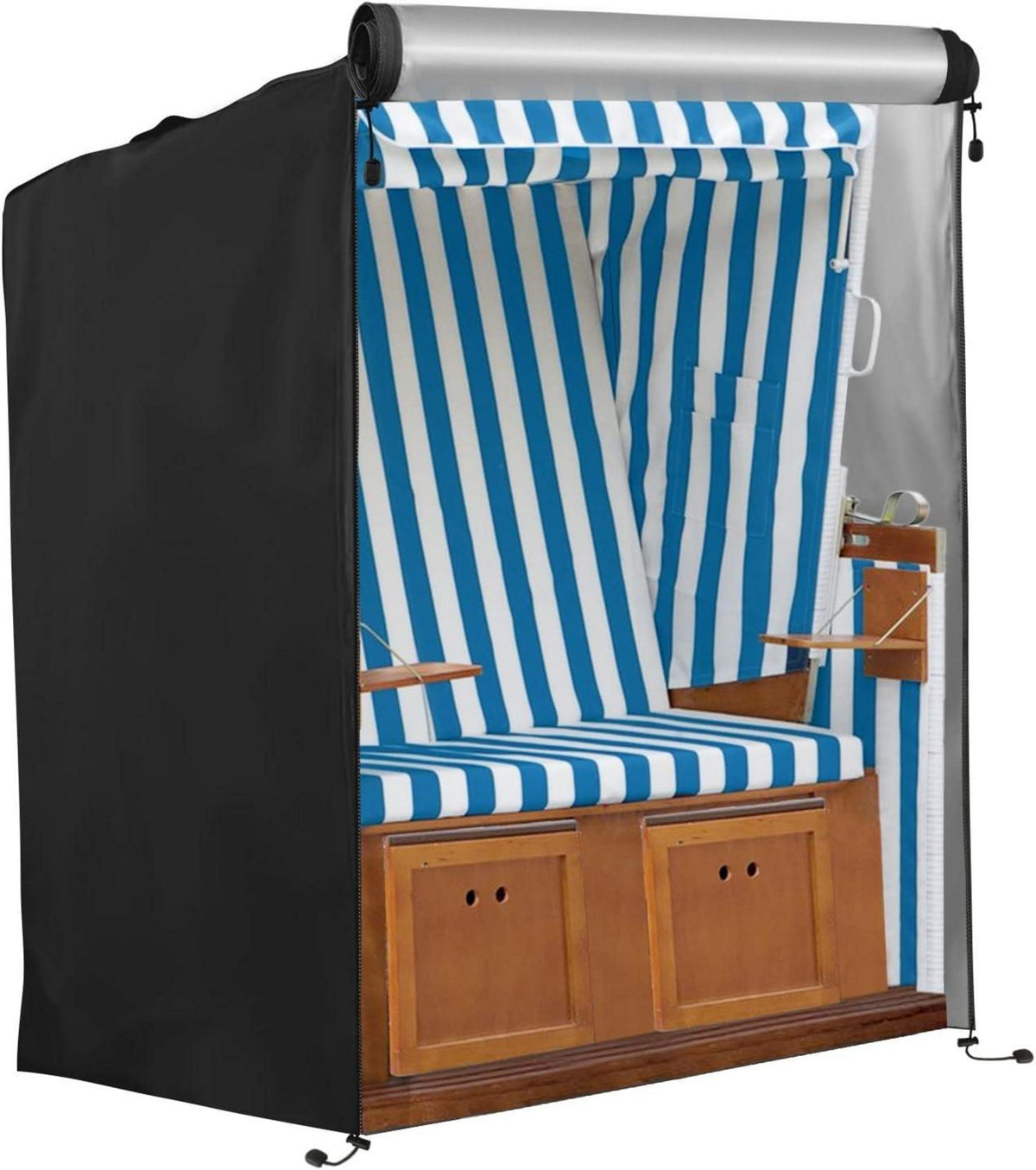 Strandkorb Schutzhülle 420D Oxford Winterfest Schwarz 135x105x175cm