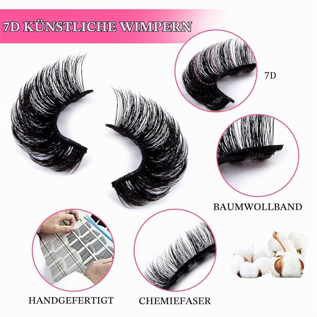 7D Künstliche Wimpern Set – 10 Paar Russian Volume Lashes