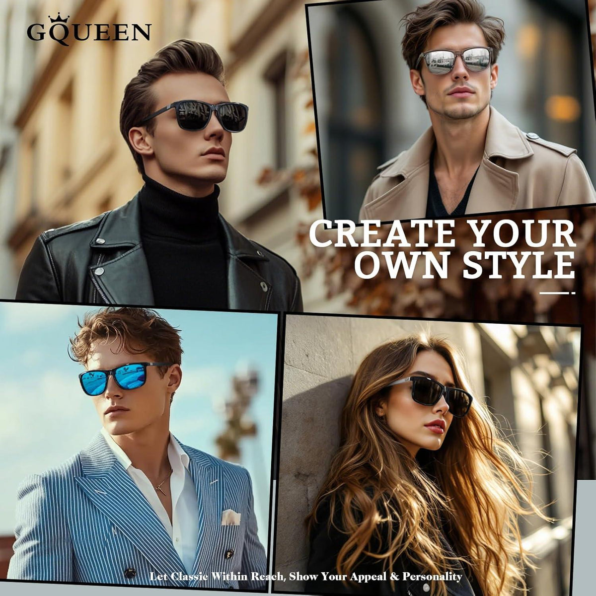 Polarisierte Sonnenbrille Herren Damen Rechteck Leicht