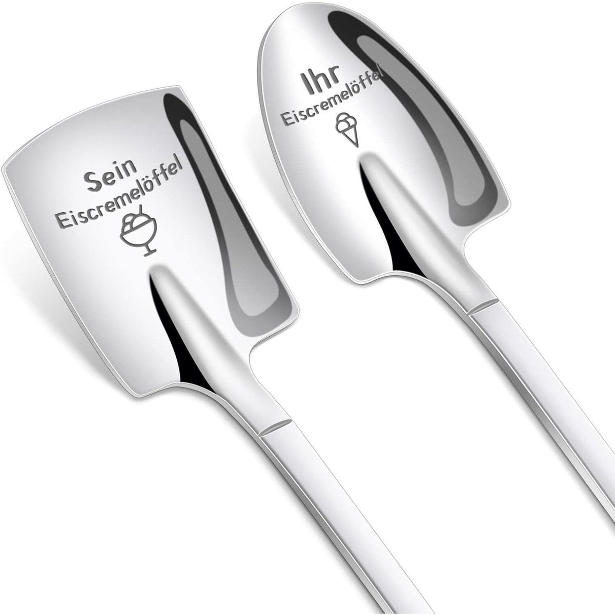 Gravierte Eislöffel für Paare, Geschenkset mit Gravur
