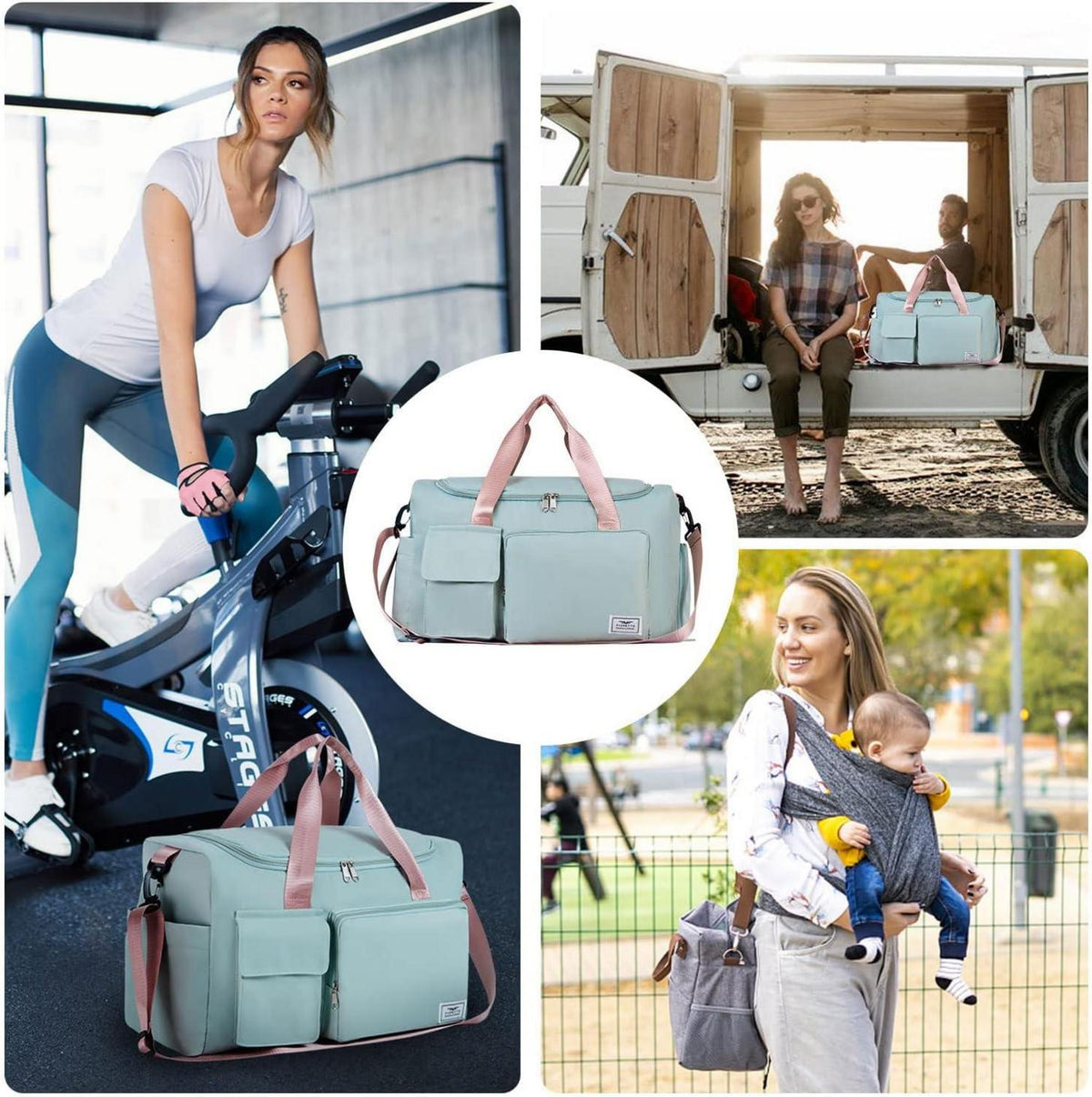 35L Damen Sporttasche Faltbare Reisetasche mit Schuhfach und Nassfach