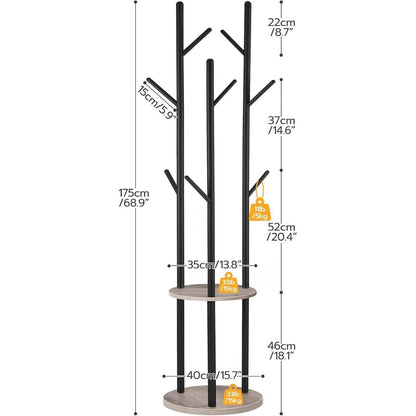 Freistehender Garderobenständer mit Baumform, 8 Haken, 2
