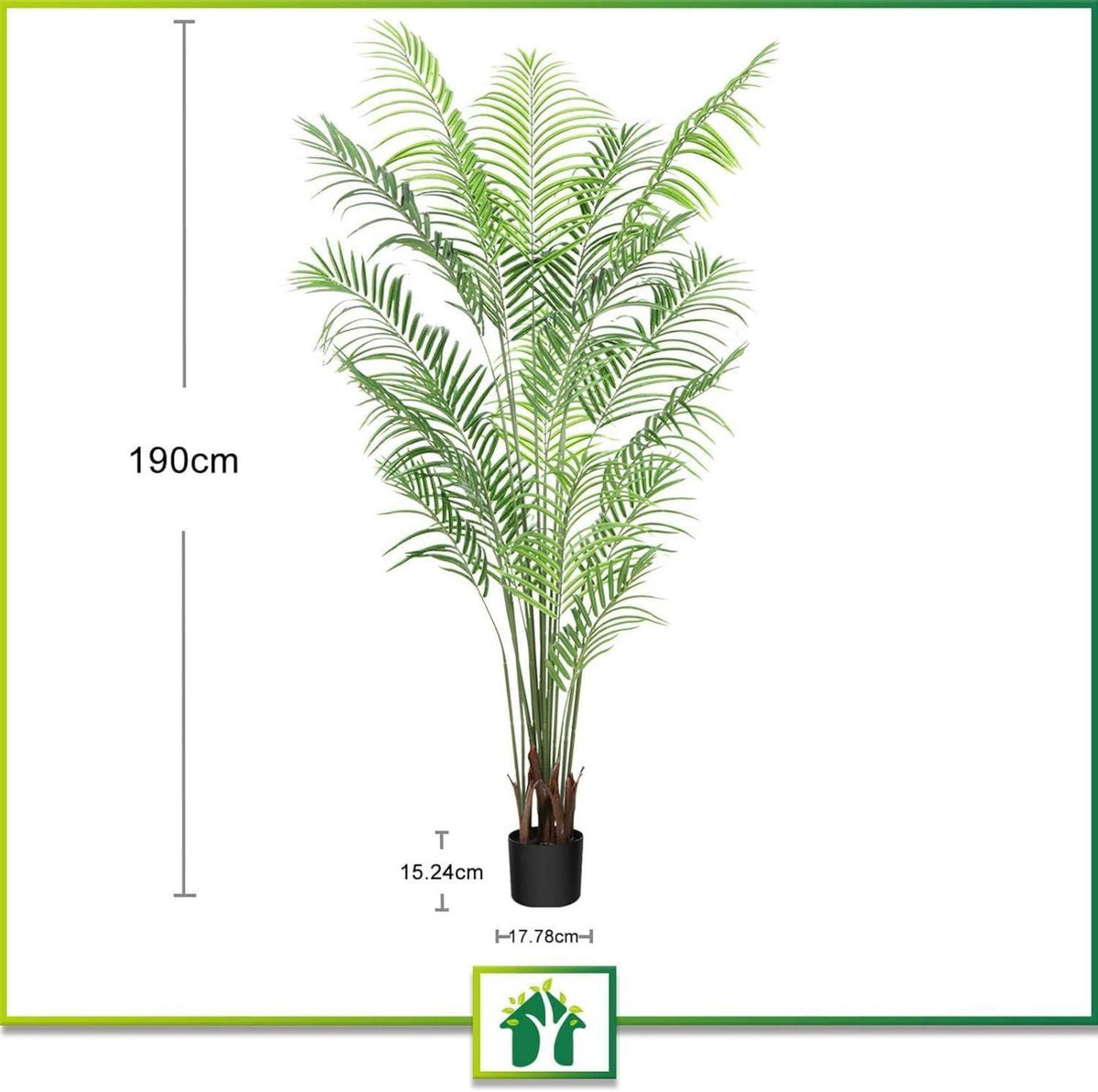 Künstliche Palme 190cm Kunstpflanze im Topf Plastik für Wohnzimmer Büro 2er Set