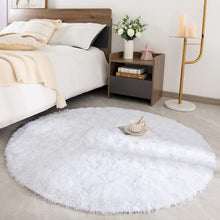 Hochflor Teppich Rund Wohnzimmer Kinderzimmer Flauschiger Weiß 100 x